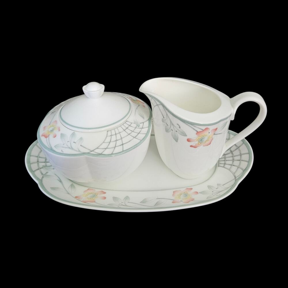 Villeroy & Boch Cesto Bone China Cream Sugar Set Underplate West Germany